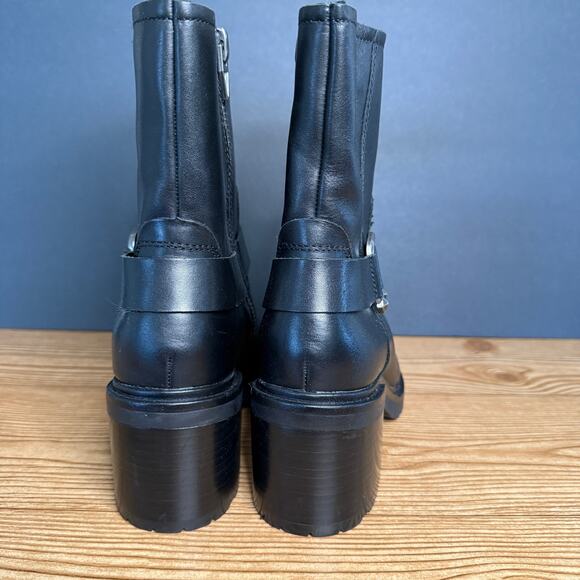 Dolce Vita Black Silver Lug Sole Horse Bit Leather Camros Harness Boot Women 7.5 - Picture 7 of 13